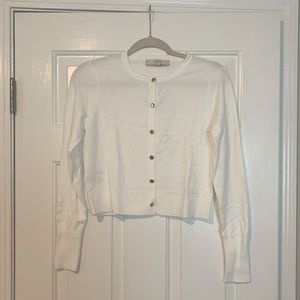 LOFT White Cardigan With Gold Buttons
